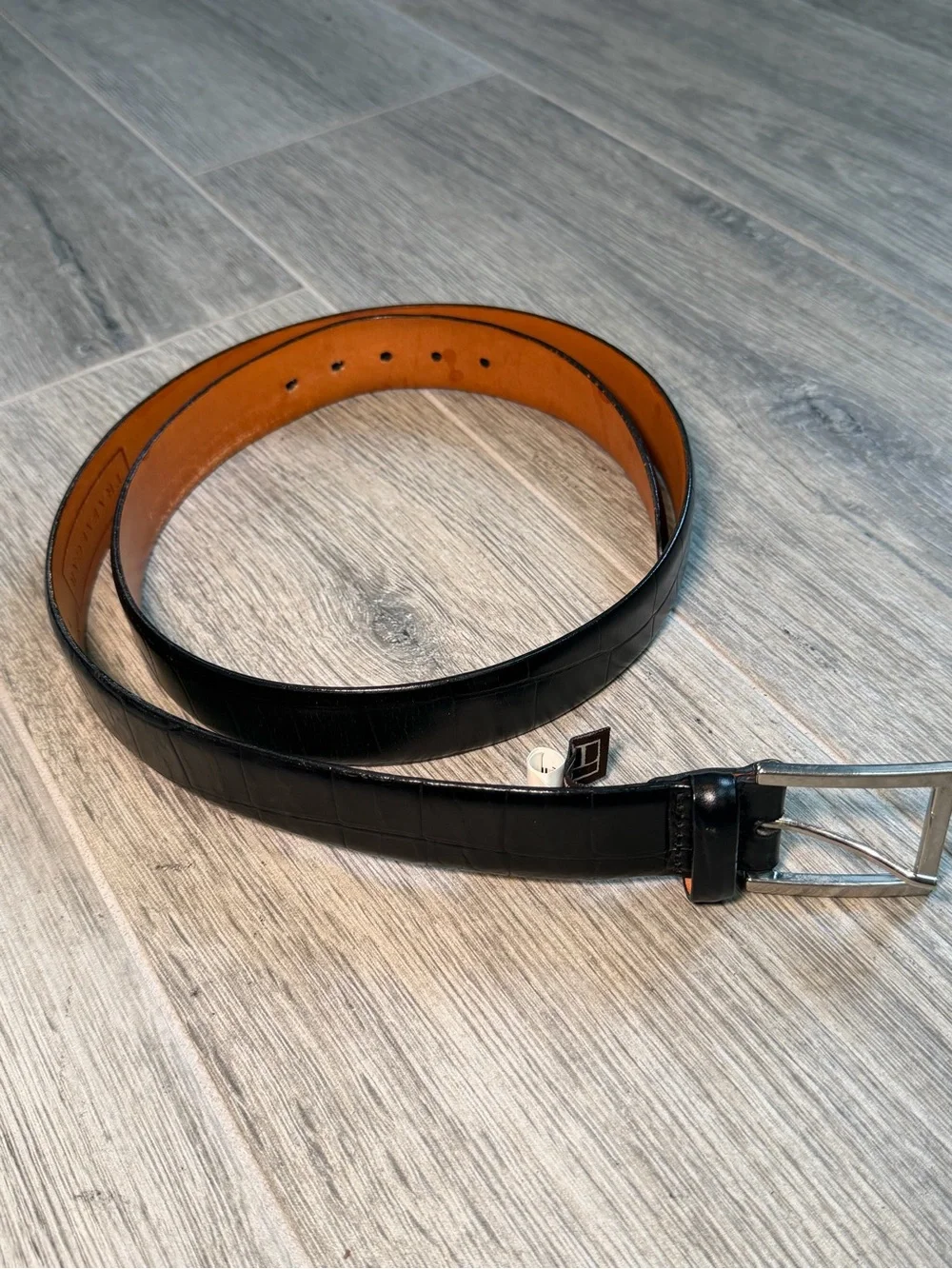 Trafalgar Vintage Leather Belt Embossed Black Italian Calfskin Norwalk CT 38